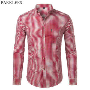 100% cotton mens plaid shirts long sleeve slim fit small plaid dress shirts casual button down chemise homme camisa masculina 4x
