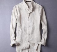 100% pure linen long sleeve new men’s shirt flax chinese style retro plate buckle fashion linen shirt men brand casual camisa