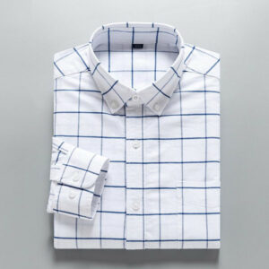 100% washed cotton men checkered shirts comoftable long sleeve slim fit leisure mens business casual plaid shirts striped
