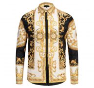 2018 new luxury men’s fashion casual long sleeve shirt 9195 vintage brand designer 3d print slim fit cotton lapel dress shirts