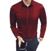 2018 new slim fit men’s shirts wedding party long sleeve tuxedo shirt men fashion dress shirt groomsman and groom shirts 5xl