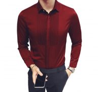 2018 new slim fit men’s shirts wedding party long sleeve tuxedo shirt men fashion dress shirt groomsman and groom shirts 5xl