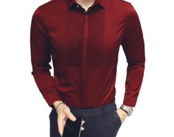 2018 new slim fit men’s shirts wedding party long sleeve tuxedo shirt men fashion dress shirt groomsman and groom shirts 5xl