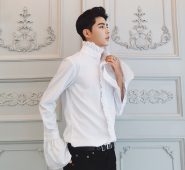 2018 new soild punk shirt men tuxedo shirts gothic male flounce tie shirt british style victorian steampunk men camisa