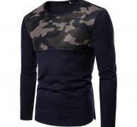 2019 fashion new men t-shirts full sleeve length patchwork pattern type regular sleeve type o-neck collar autumn