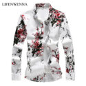 2020 autumn new fashion men’s shirt slim fit long sleeve floral shirt mens clothes trend mens casual flower shirts plus size 7xl