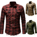 2020 blusa men’s shirt slim fit button plaid shirt with pocket long sleeve blouse clothes camisas para hombre