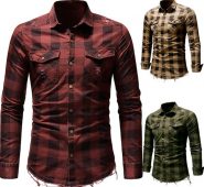 2020 blusa men’s shirt slim fit button plaid shirt with pocket long sleeve blouse clothes camisas para hombre