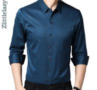 2020 brand long sleeve men social shirt spring streetwear casual striped shirts dress mens slim regular fit clothes fashions 033