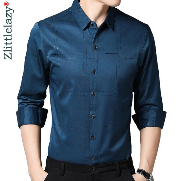 2020 brand long sleeve men social shirt spring streetwear casual striped shirts dress mens slim regular fit clothes fashions 033