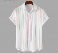 2020 fashion men striped shirt casual short sleeve summer lapel hawaiian shirts streetwear breathable camisa masculina incerun