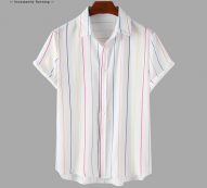 2020 fashion men striped shirt casual short sleeve summer lapel hawaiian shirts streetwear breathable camisa masculina incerun