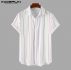 2020 fashion men striped shirt casual short sleeve summer lapel hawaiian shirts streetwear breathable camisa masculina incerun