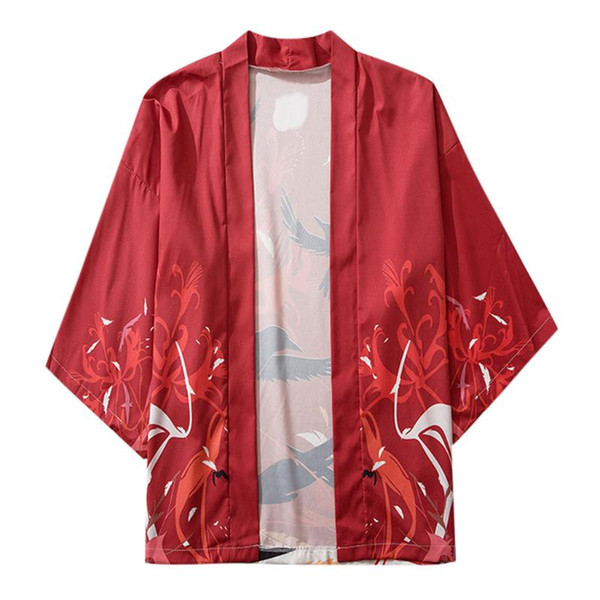 2020 men's shirt fahion summer japanese five point sleeves kimono mens and womens cloak jacke formal men shirts blouse#lr4