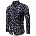 2020 new brand clothing men casual shirts hip hop turn-down collar men fashion long sleeve shirt europe size flower blouse d