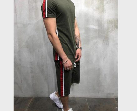 2020 new brand men t-shirt suit 2 piece casual short sleeve o-neck fashion printed cotton t shirt and shorts men