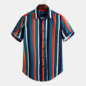 2020 new men’s shirt tees short sleeve striped stand collar casual fashion hawaiian summer streetwear m-3xl drop shipping