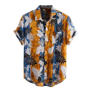 2020 new summer men hawaiian shirt short sleeve streetwear flower print cotton blouse lapel beach casual camisa masculina