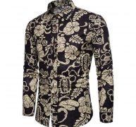 2020 patch flower printed men dress shirt summer fresh vintage style pattern spring shirts for men plus size 5xl wholesale a415