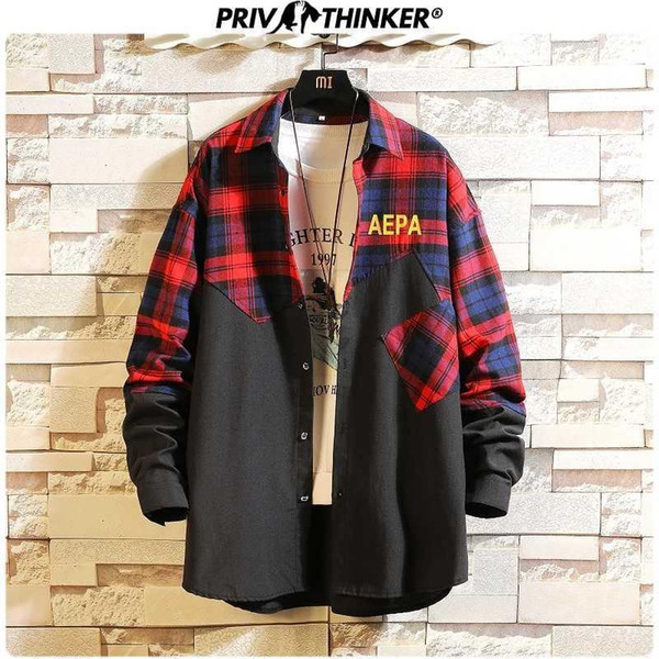 2020 patchwork men casual shirts korean colorful shirts mens autumn vintage fashion male clothes plus size 5xl1