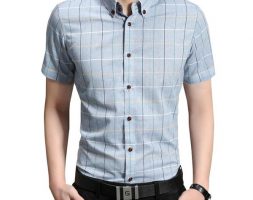 2020 summer casual men striped shirt short sleeve trend slim fit shirt men mens dress shirts plus size 5xl