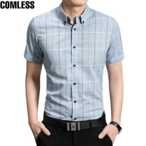 2020 summer casual men striped shirt short sleeve trend slim fit shirt men mens dress shirts plus size 5xl