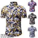 2020 summer fashion mens floral printed shirts dress casual short sleeve hawaiian beach shirt m-3xl plus size men shirts