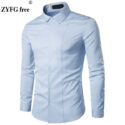 2020 summer men casual shirts new male dress shirts men’s fashion popular slim solid color long sleeve men eu/us size