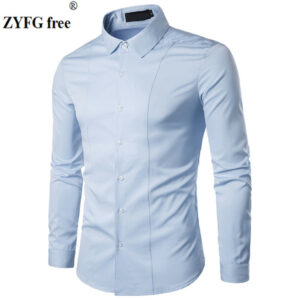 2020 summer men casual shirts new male dress shirts men's fashion popular slim solid color long sleeve men eu/us size