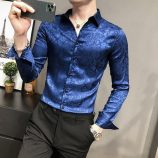 2021 business casual men’s shirt solid color long sleeve slim fit dress shirts male social party streetwear chemise homme