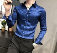 2021 business casual men’s shirt solid color long sleeve slim fit dress shirts male social party streetwear chemise homme