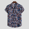 2021 new fashion ethnic printed men’s shirt short-sleeved lapel boy men’s versatile casual long-sleeved shirts#g30