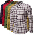 2021 new mens casual shirts long sleeve plaid shirt date party dress shirts men clothing chemise homme tartan