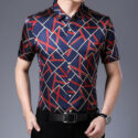 2021 new summer mens silk shirt slim fit short sleeve floral shirt mens clothing casual flower shirts