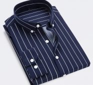 2021 spring men oxford shirt mens long sleeve striped casual square collar shirts male regular-fit button-down work shirt