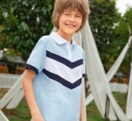 Boys 1PC Chevron Print Polo Shirt
