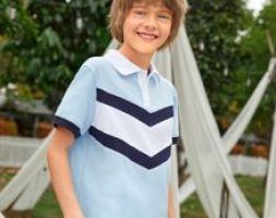 Boys 1PC Chevron Print Polo Shirt