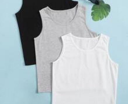 Boys 3pcs Solid Round Neck Tank Top