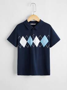 Boys Argyle Pattern Polo Shirt