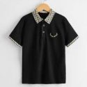 Boys Graphic Embroidered Contrast Collar Polo Shirt