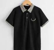 Boys Graphic Embroidered Contrast Collar Polo Shirt