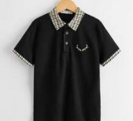 Boys Graphic Embroidered Contrast Collar Polo Shirt