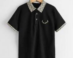 Boys Graphic Embroidered Contrast Collar Polo Shirt