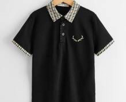Boys Graphic Embroidered Contrast Collar Polo Shirt