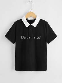 Boys Letter Graphic Polo Shirt