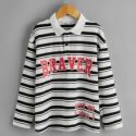 Boys Letter Graphic Stripe Polo Shirt