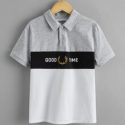 Boys Letter & Graphic Print Polo Shirt