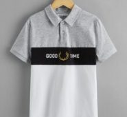 Boys Letter & Graphic Print Polo Shirt
