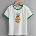 Boys Letter & Pineapple Print Ringer Tee