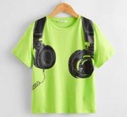 Boys Neon Green Headset Print Top